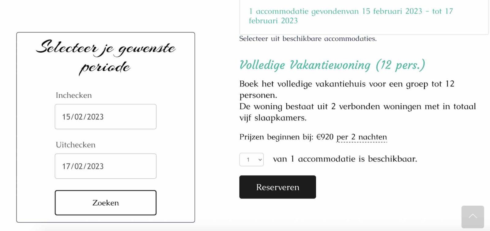 Website met boekingssysteem, vakantiehuis, b&b, brugge, blankenberge, de kust
