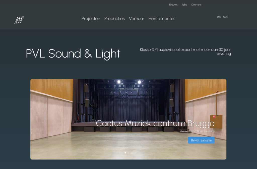 Webdesign, website, pvl sound & light,