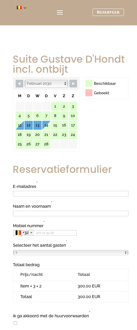 Meertalige website met boekingssysteem voor B&B Villa D'Hondt Blankenberge